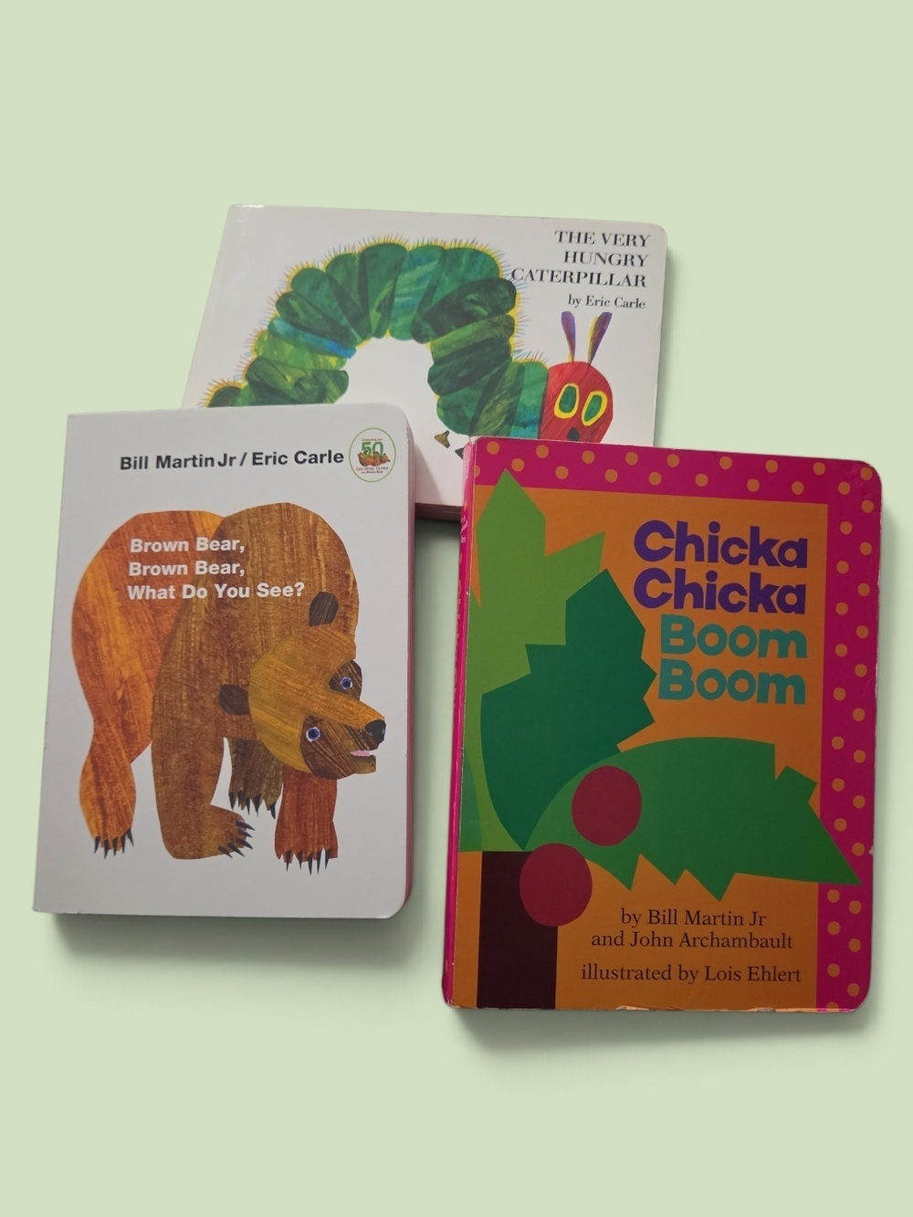 Toddler Board Book Trio -Very Hungry Caterpillar, Brown Bear, Chicka Chicka Boom